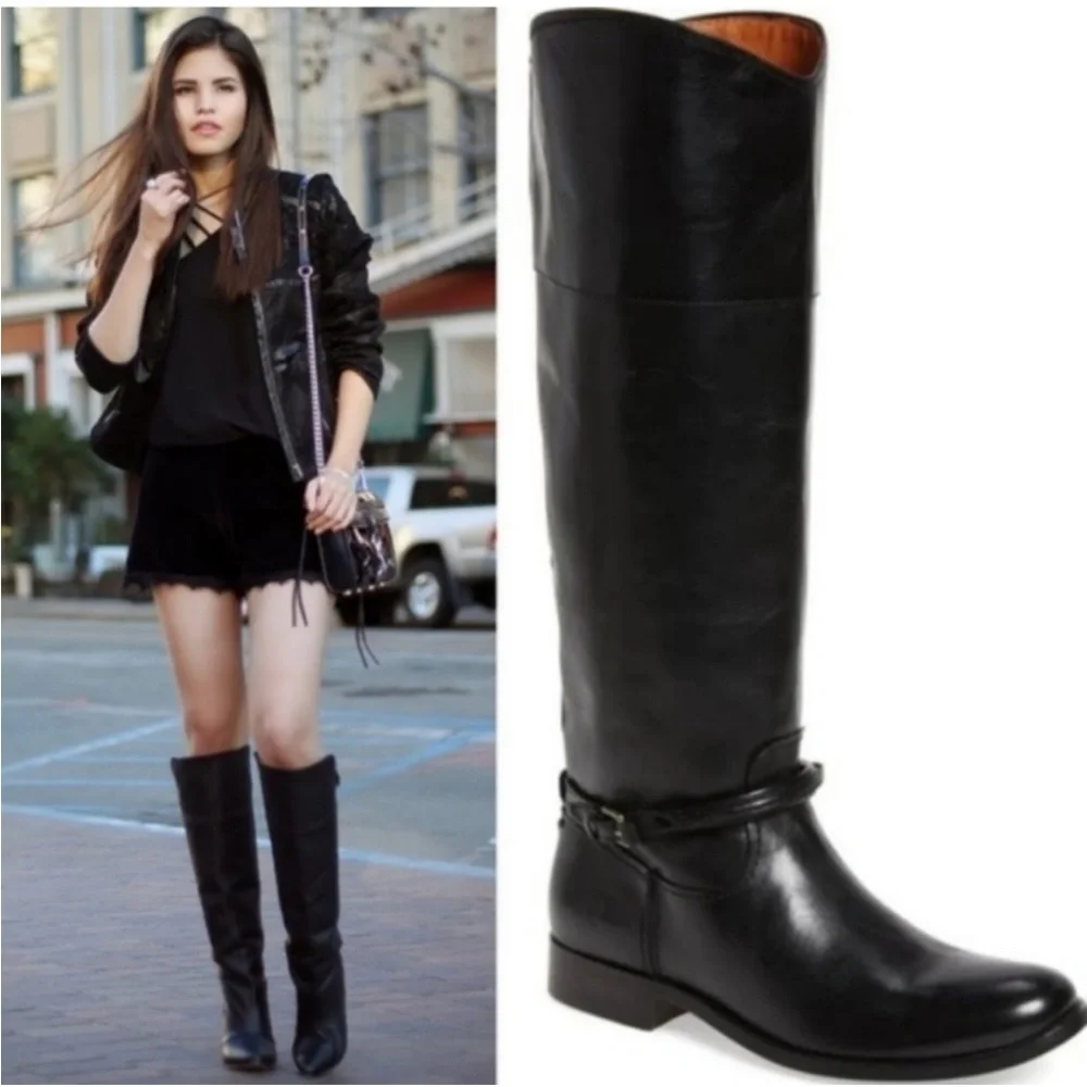 Frye Black Over the Knee Leather Boots - Picture 1 of 9